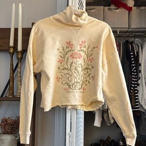 Madewell Brand Rivet and Thread Floral Graphic Turtleneck Sweatshirt